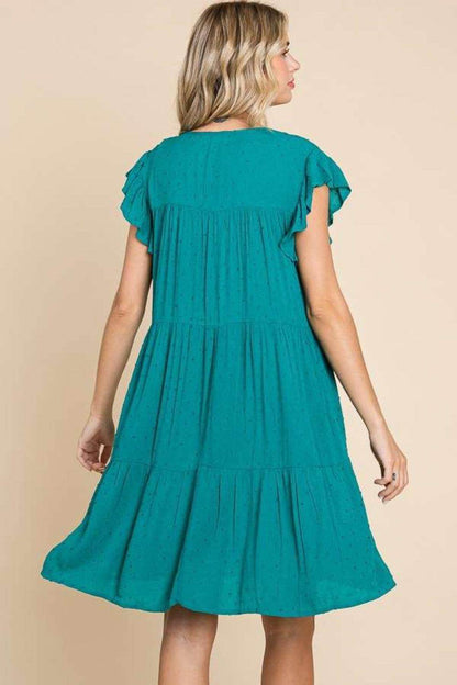 Culture Code Ruffle Cap Sleeve Tiered Dress for Women