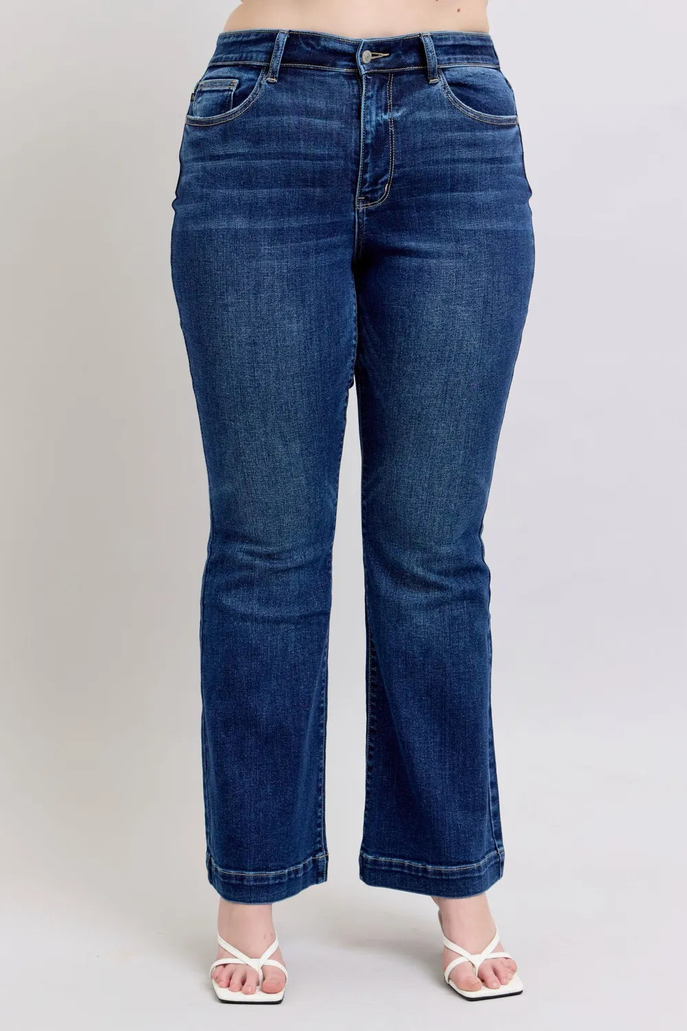 Judy Blue Full Size High Rise Flare Jeans with Pockets Plus Size