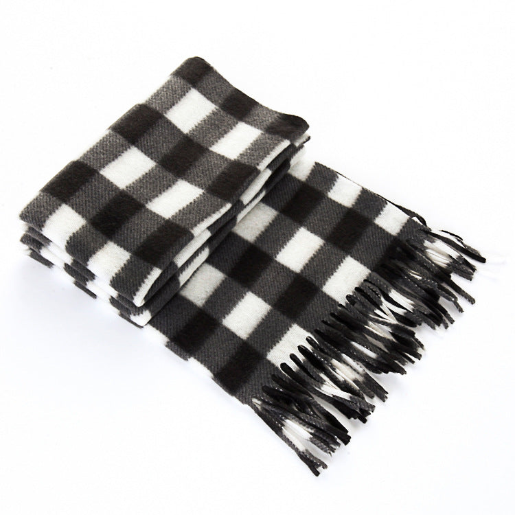 Autumn And Winter Black And White Plaid Plus-sized Thickening Thermal Men&