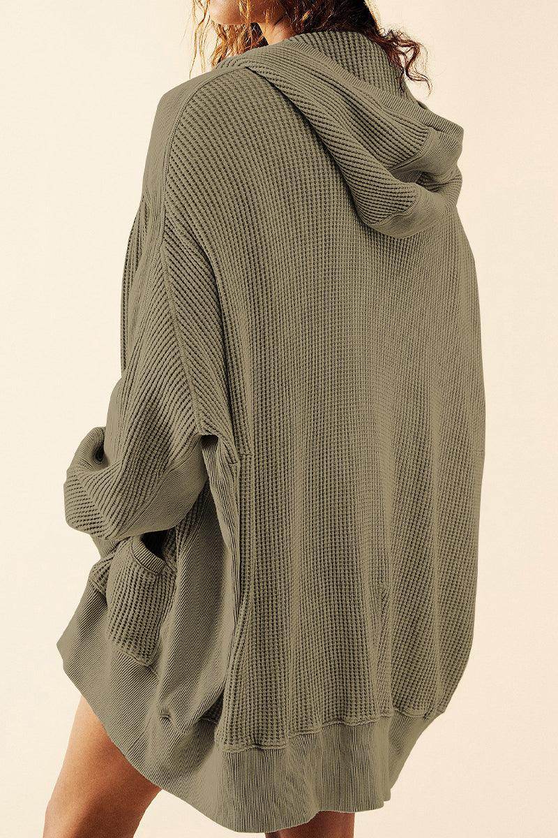 Zip-Up Long Sleeve Jacket with Hood and Pockets for Comfort