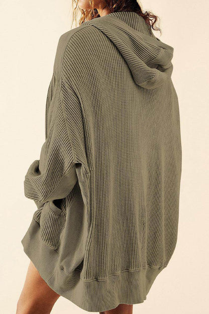Zip-Up Long Sleeve Jacket with Hood and Pockets for Comfort