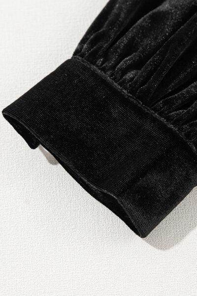 Ruffle Hem Slit V-Neck Long Sleeve Dress for Women