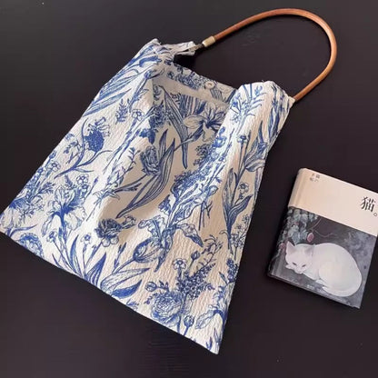 Design retro blue and white porcelain flower bag, single shoulder strap armpit bag, shoulder bag lightweight, hobo bag cloth