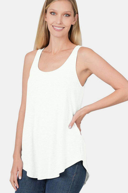 Zenana Round Neck Curved Hem Tank for Stylish Layering