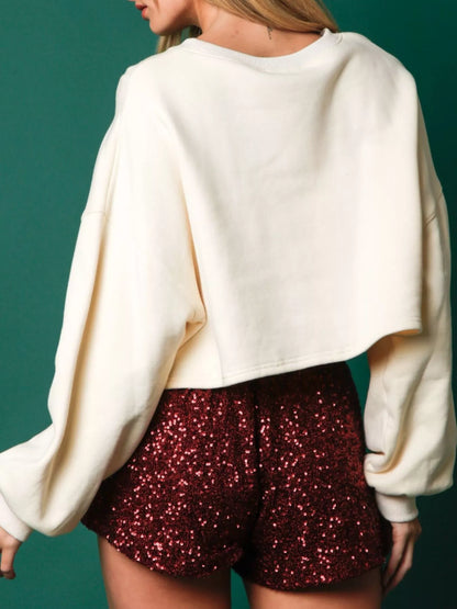 Christmas Sequin Cropped Sweatshirt