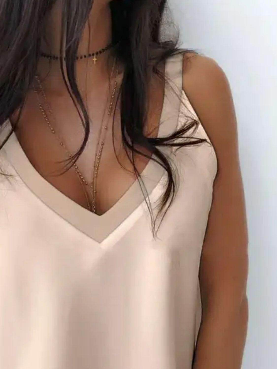 V-Neck Wide Strap Cami for Women in Opaque Polyester