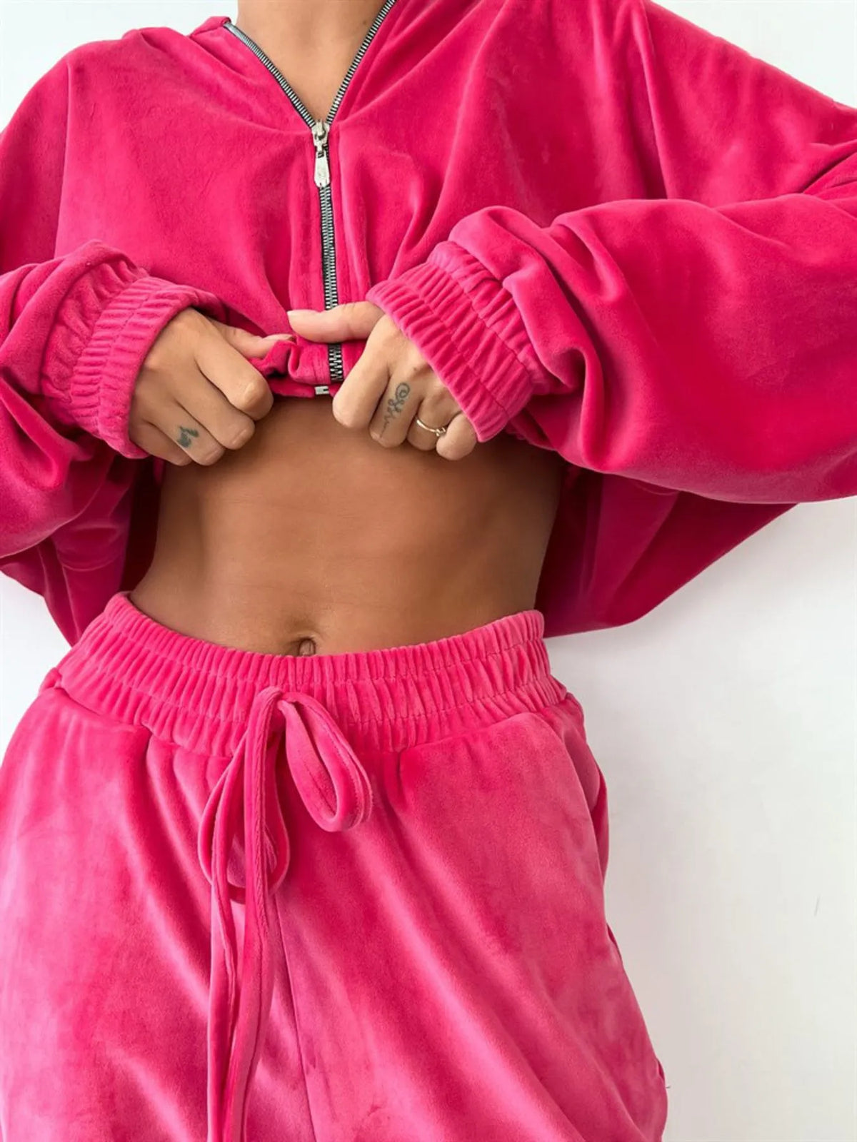 Zip Up Long Sleeve Top and Pants Set