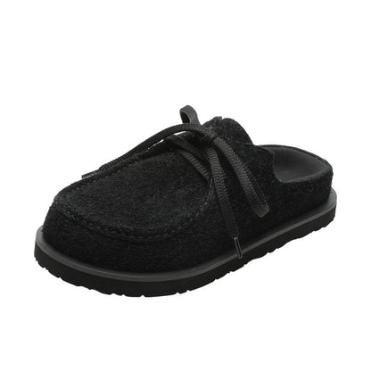 Genuine Leather Long-fur Boccon Slippers