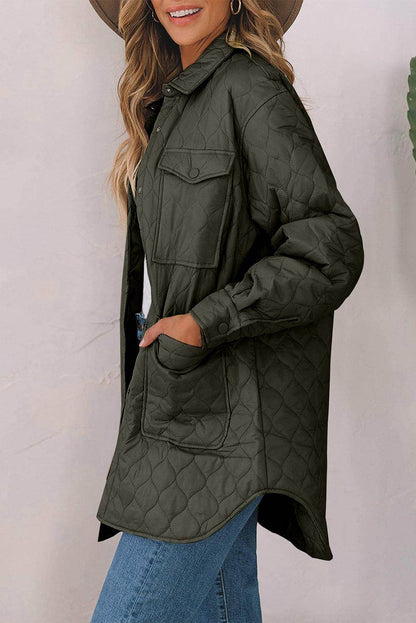 Snap Down Collared Winter Coat for Stylish Warmth