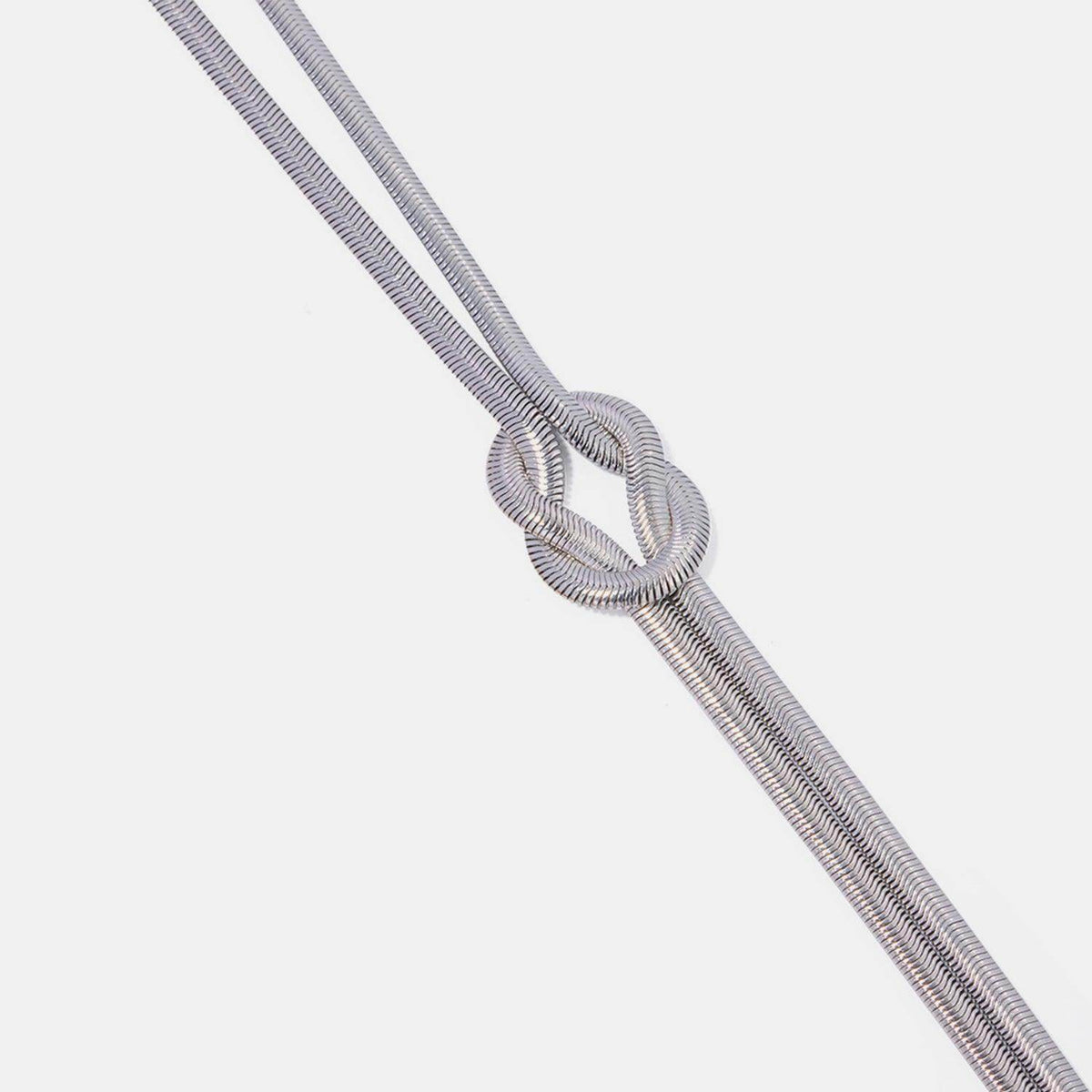 Double Layered Knot Herringbone Choker Necklace in Silver