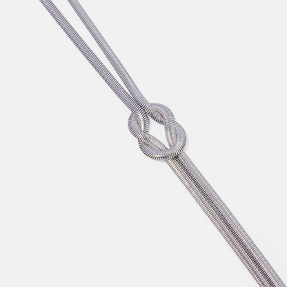 Double Layered Knot Herringbone Choker Necklace in Silver