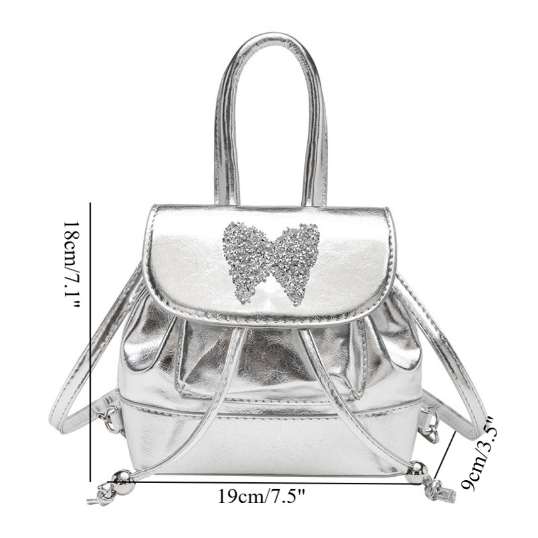 Small silver backpack, bag women&