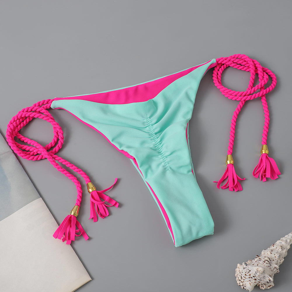 New Festival Flame Halter Bikini Set for Women – Triangle V-Neck Backless Two-Piece Swimsuit with Tie Side Bottoms &amp; Adjustable Lace-Up Fit – Sleek Polyamide Swimwear for Koningsdag/King’s Day &amp; Summer Beach Celebrations