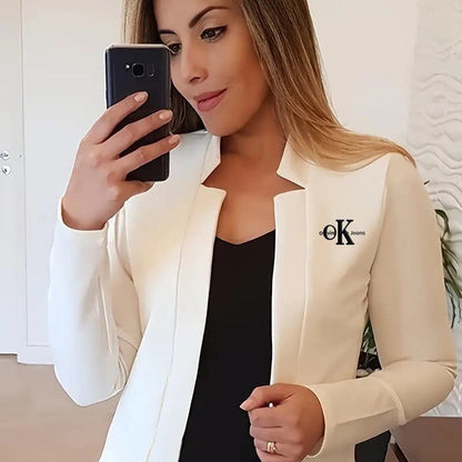 Womens Petite Blazer Cardigan Slim-Fit Long-Sleeve Coat
