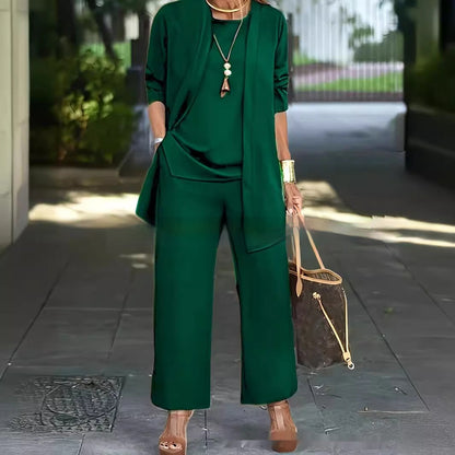 Sleeveless Top Cardigan Wide Leg Pants Suit