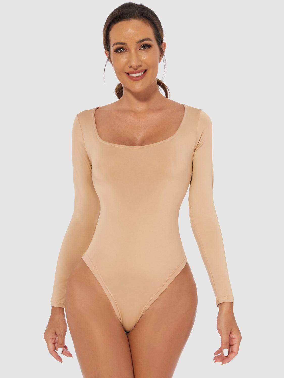 Perfect Full Size Scoop Neck Long Sleeve Bodysuit for Women