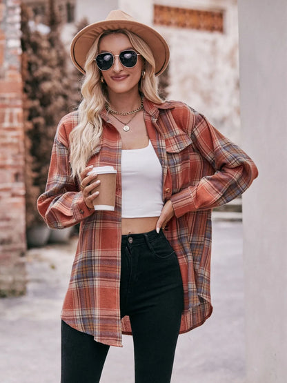 Plaid Button-Down Long Sleeve Shirt