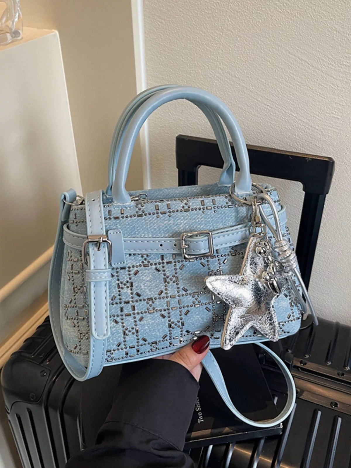 Texture Star Charm Crossbody Bag