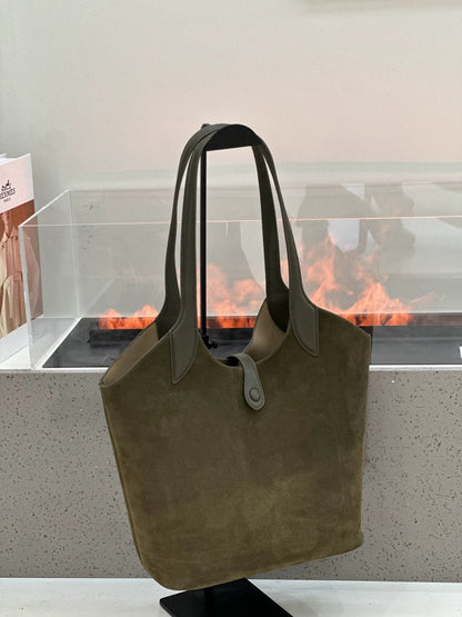 Minimalist High-end Style Basket Bag, New Autumn And Winter Genuine Leather Women&