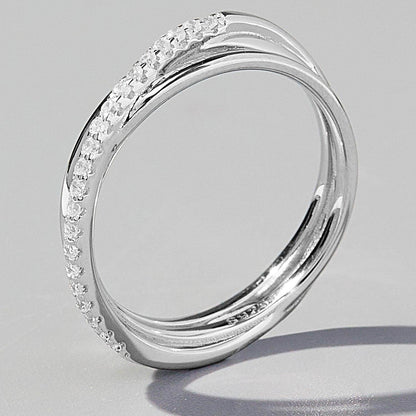 Inlaid Zircon 925 Sterling Silver Ring for Elegant Style
