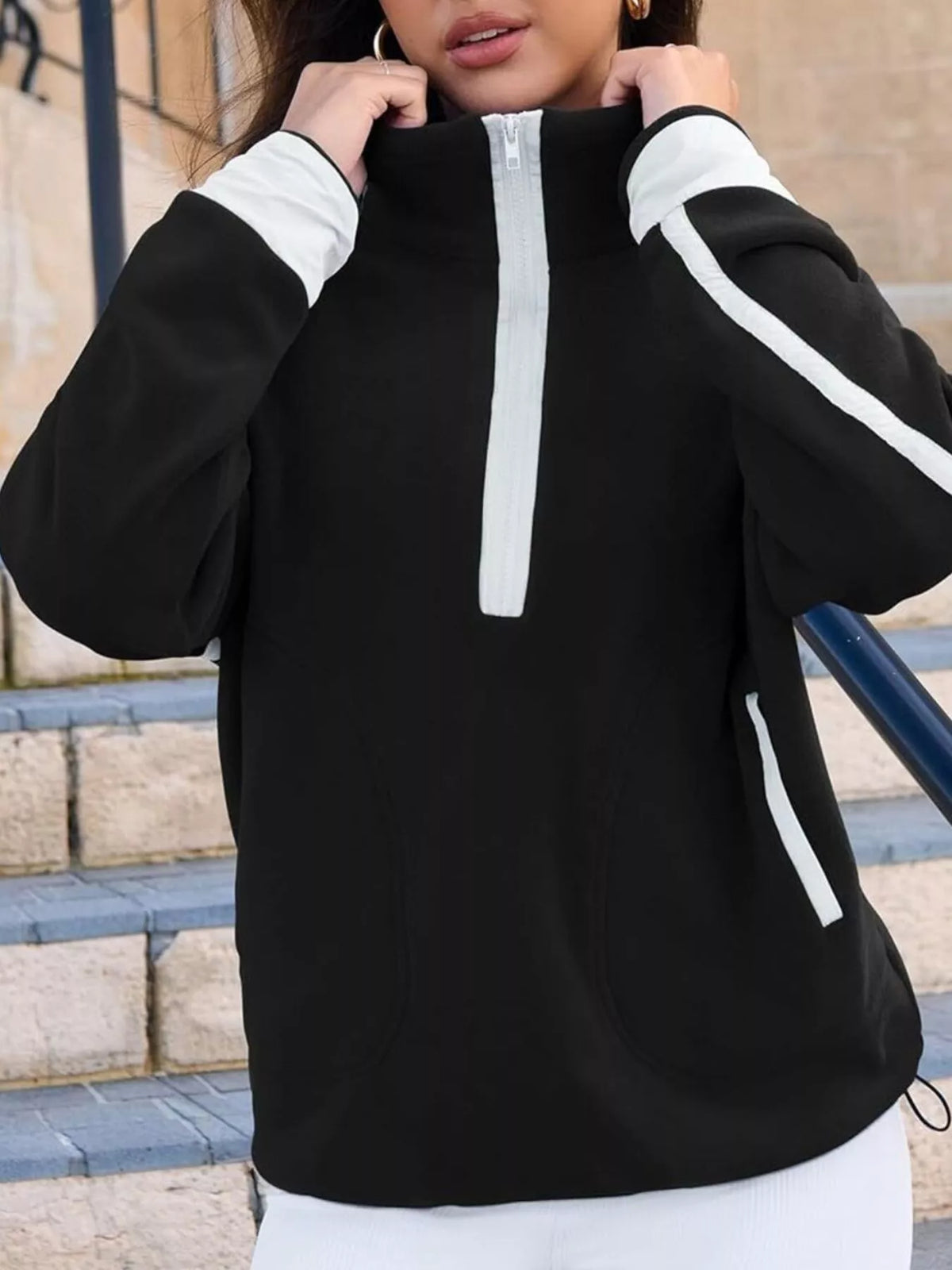 Half Zip Dropped Shoulder Sweatshirt