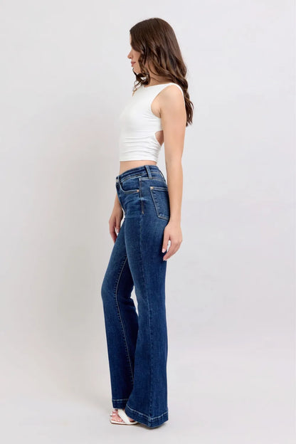 Judy Blue Full Size High Rise Flare Jeans with Pockets Plus Size