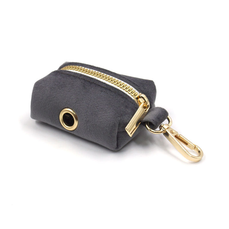 Dark Grey Velvet Pet Collar Leash