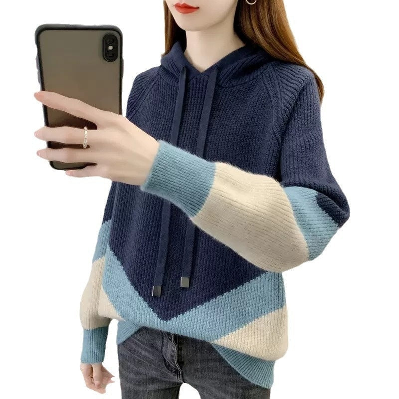 Stylish  Western-style Knitted Hoodie For Women