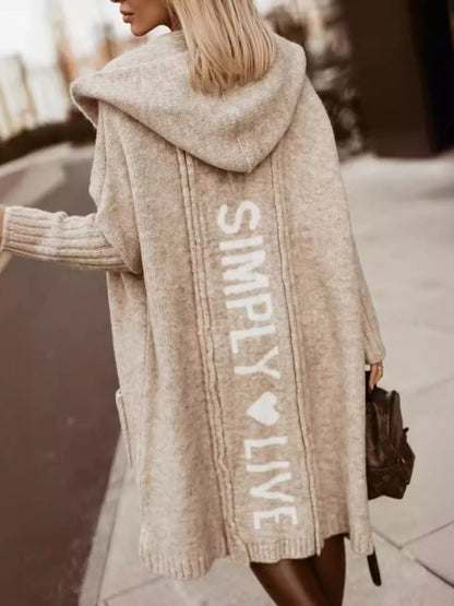 Full Size Hooded Knit Open Front Cardigan Plus Size