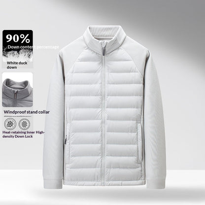 Mens Stand-Up Collar Patchwork Lightweight &amp; Warm Down Jacket