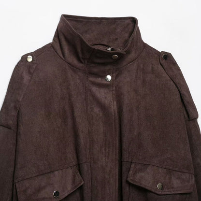 Womens Retro Suede Jacket Coat