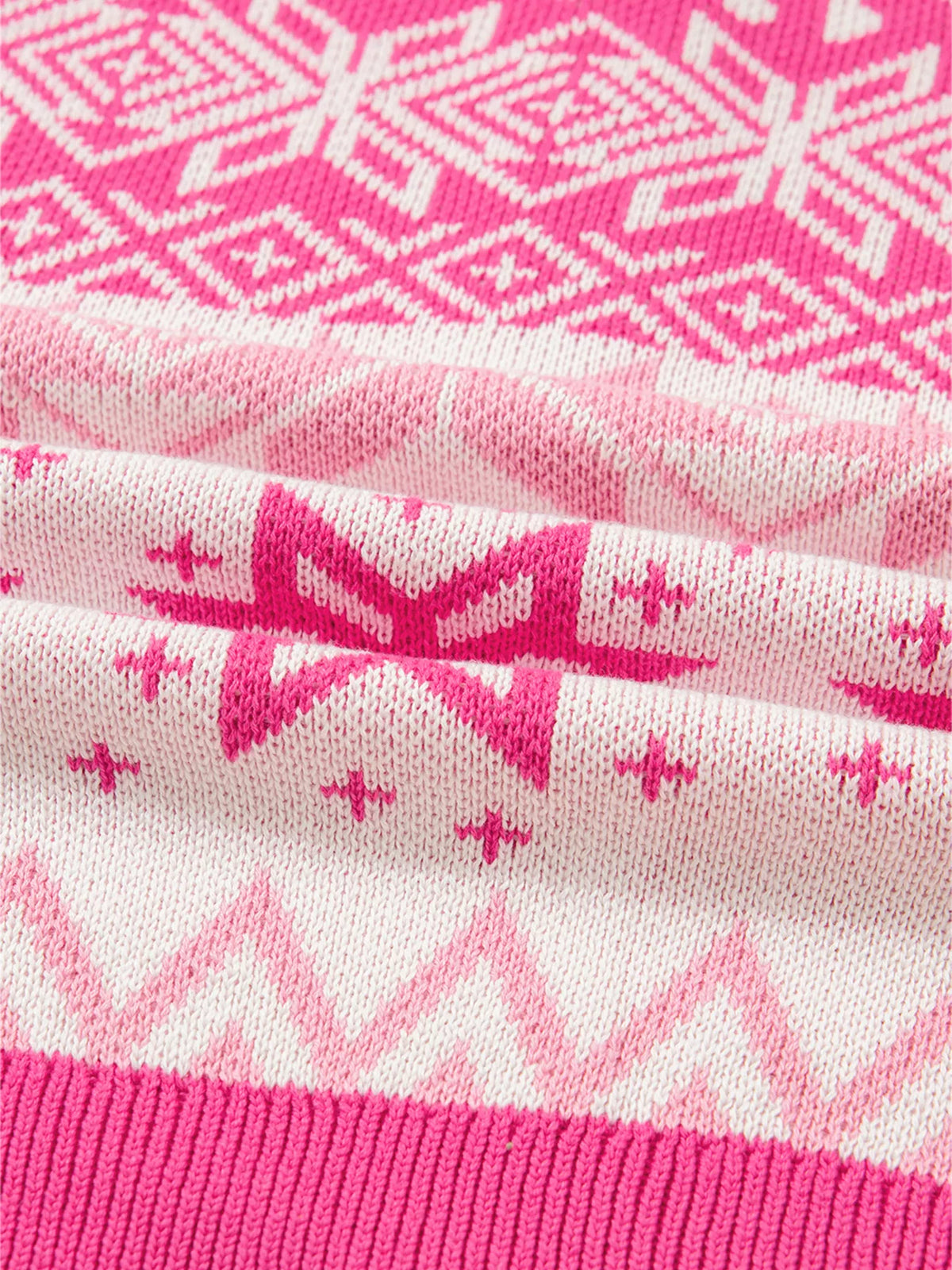Christmas Snowflake Quarter Zip Collard Sweater