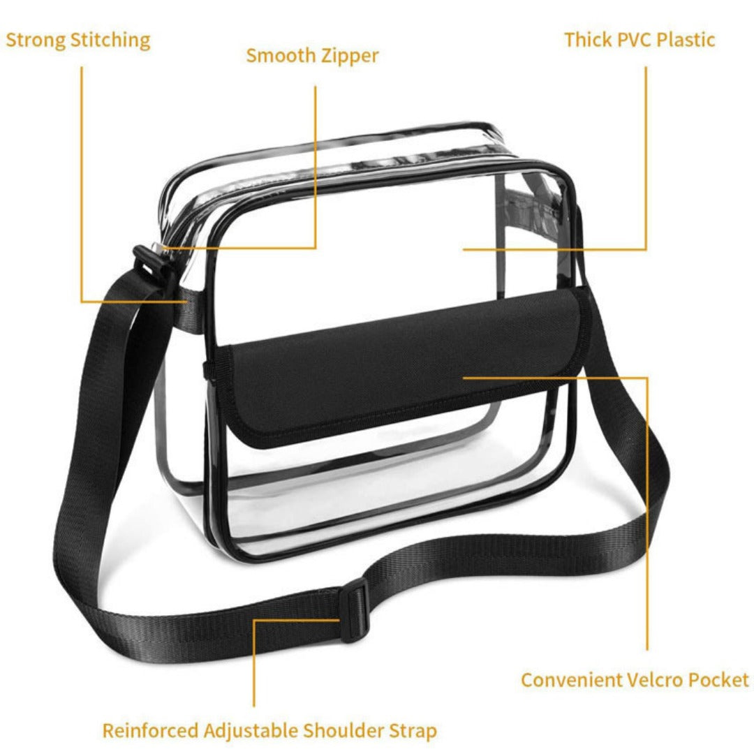 Transparent PVC Shoulder Crossbody Bag - Durable Storage Bag for Travel, Beach, Stadium Events &amp; More