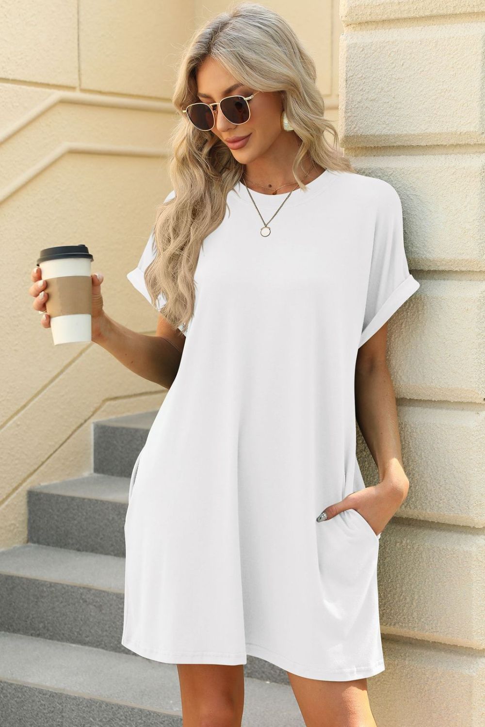 Short Sleeve Mini Dress with Pockets Casual &amp; Stylish Everyday Wear