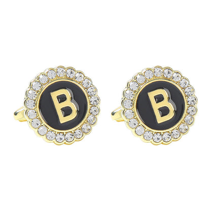Round Diamond French Cufflinks Men&