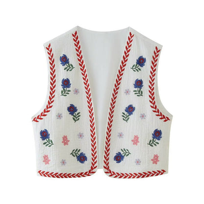 Retro Style Embroidered Vest Top