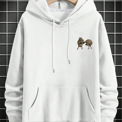 Mens Loose-fit Casual Printed Hooded Sweatshirt