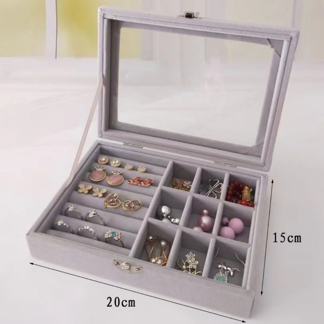 Flannel dustproof jewelry box with lid, ring earrings, earrings, necklace storage box, anti-oxidation jewelry storage box