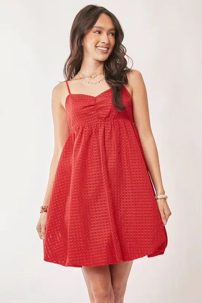 Davi &amp; Dani Textured Sweetheart Neckline Bubble Hem Dress