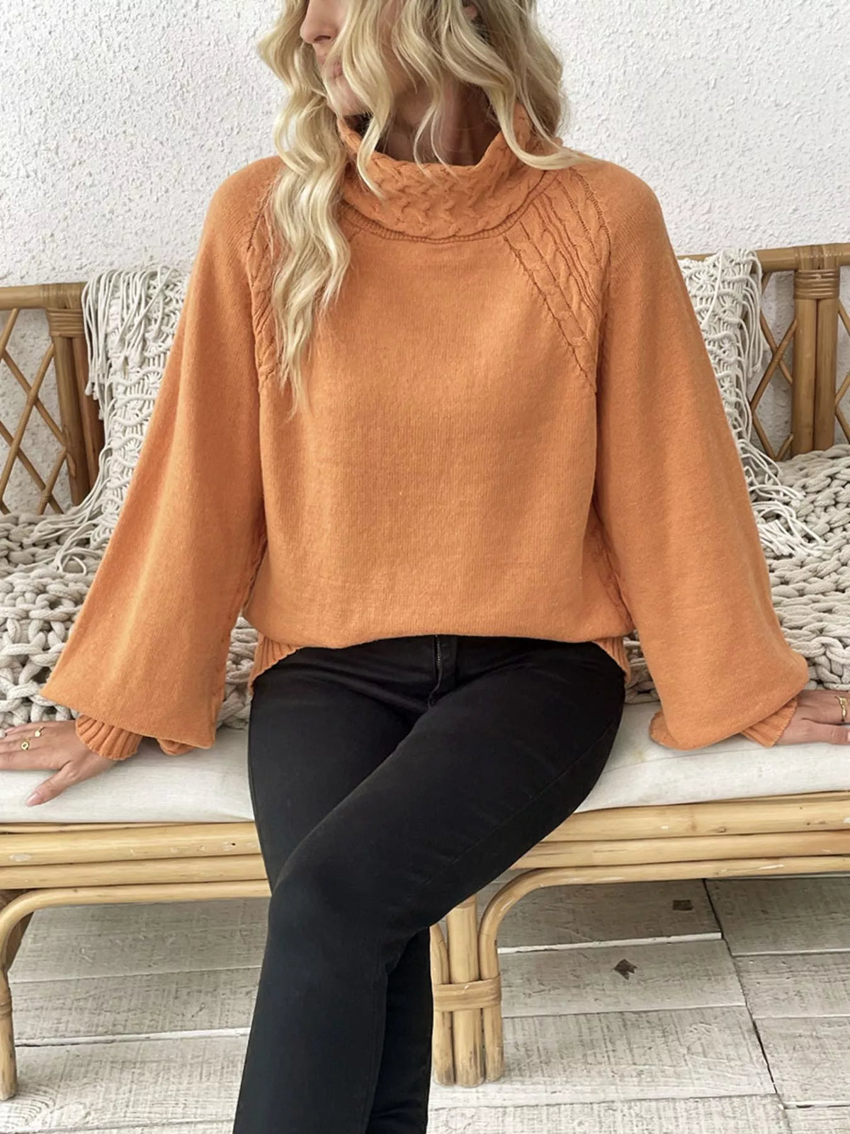 Cable Knit Turtleneck Sweater