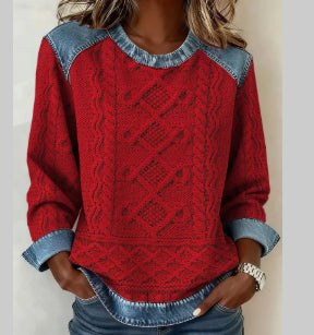 Womens Loose-fitting Round-neck Top With A Printed Design