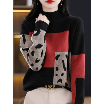 Womens Half-Turtleneck Color-Block Base Layer Top Extra-Soft And Thick