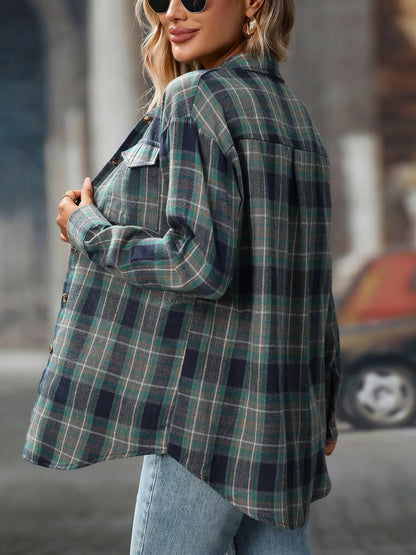 Oversized Plaid Button-Up Shirt