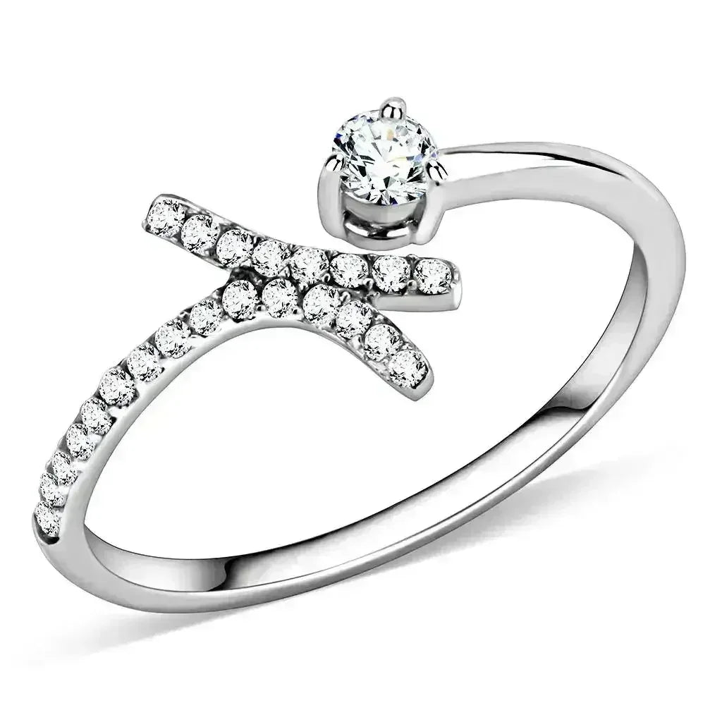 DA145 - High polished (no plating) Stainless Steel Ring with AAA Grade