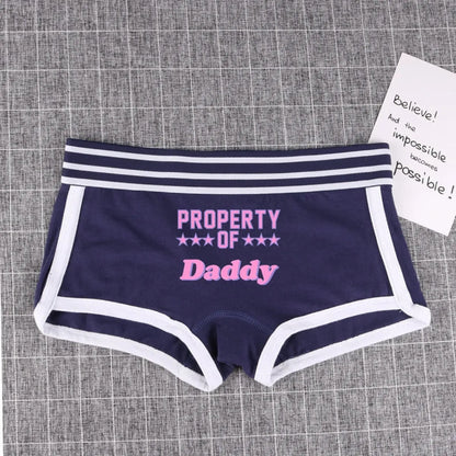 "PROPERTY OF DADDY" BoyShort - Cute Cotton Women&