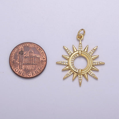 Dainty 14K Gold Filled Ancient Sun pendant charms, celestial sunburst charm dangle pendant Necklace Earrings C-198