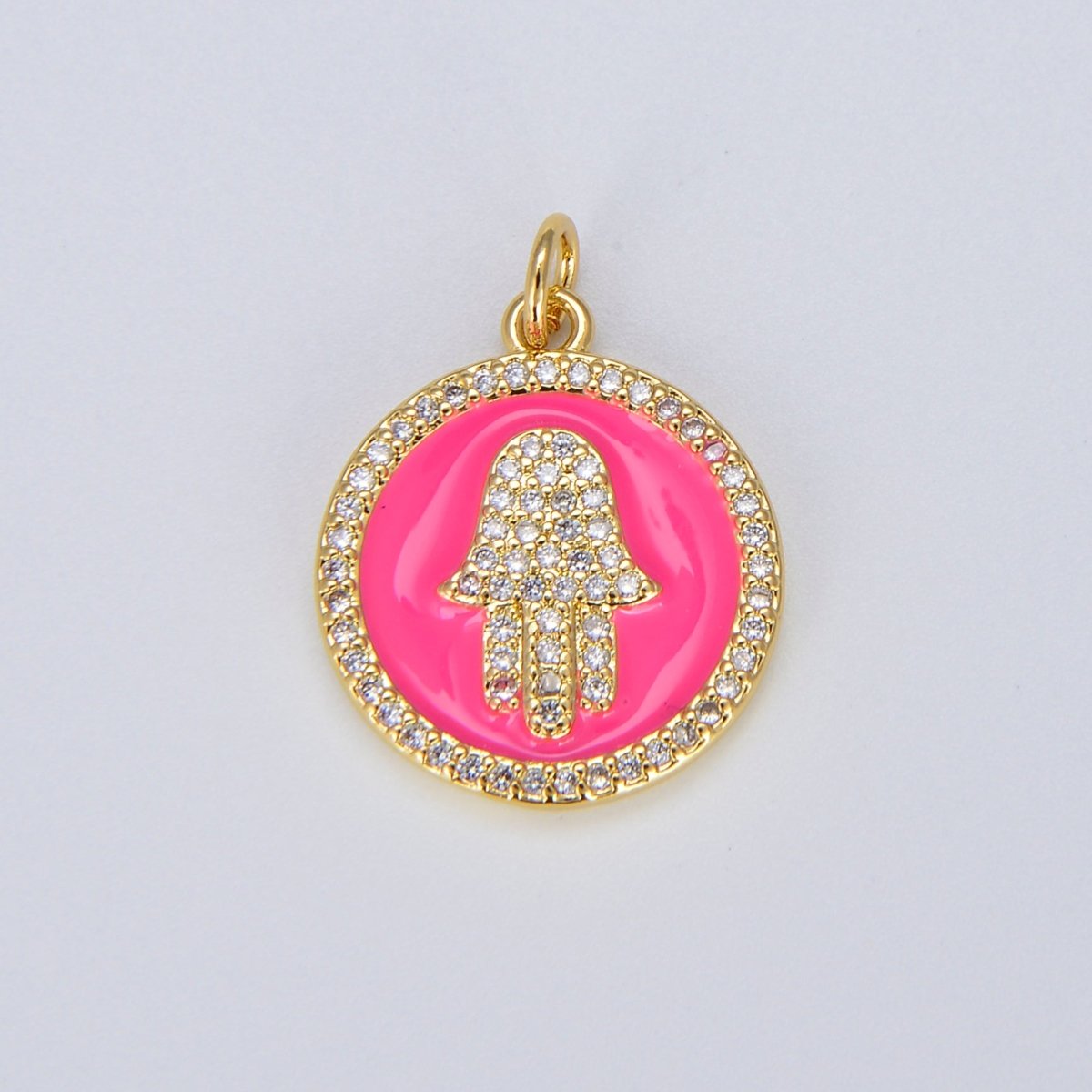 Dainty 14K Gold Filled Hamsa Hand Charm Coin Disc Hand of Fatima Pendant E-306 - E-310