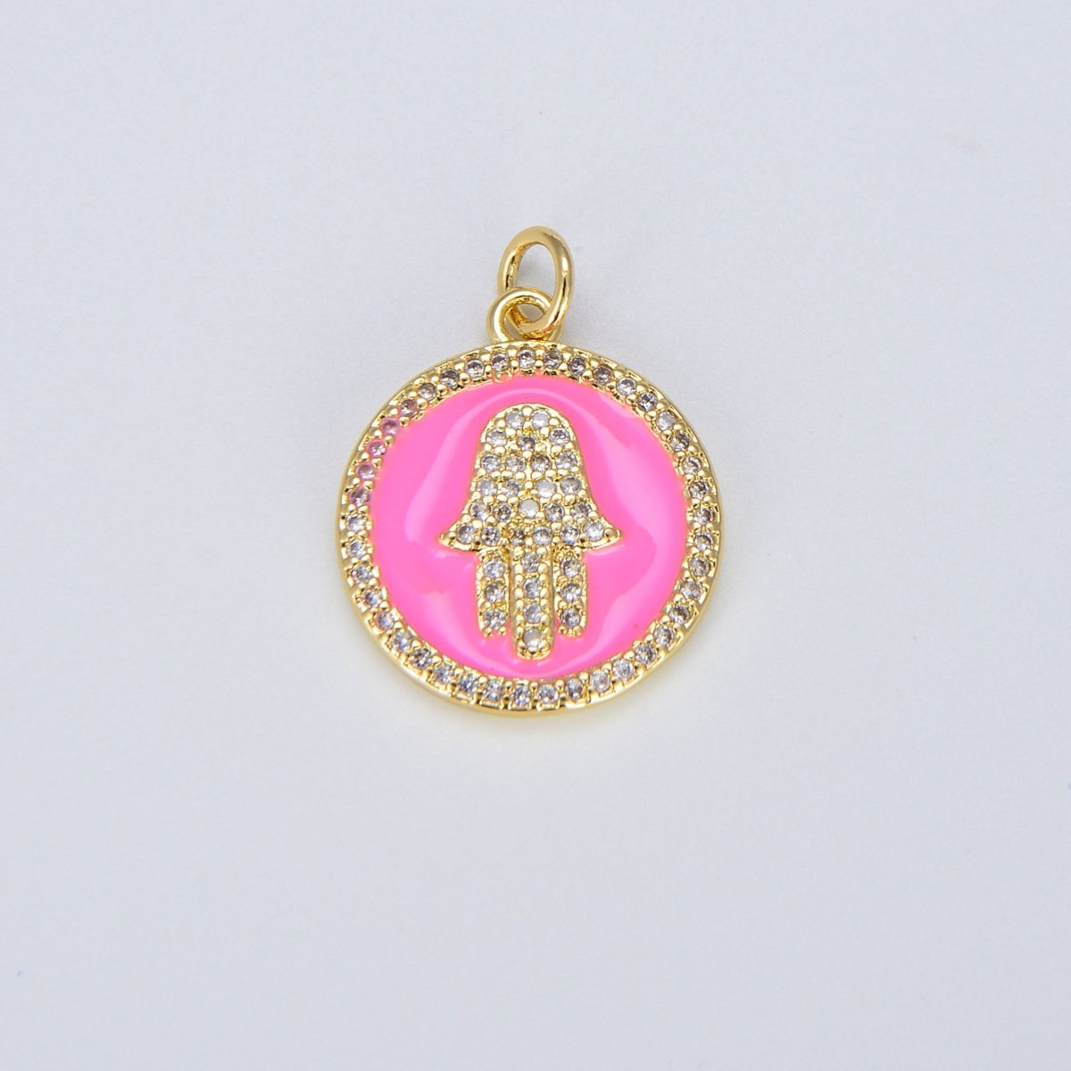 Dainty 14K Gold Filled Hamsa Hand Charm Coin Disc Hand of Fatima Pendant E-306 - E-310
