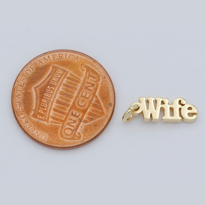 OS Dainty 14k Gold Filled Wife Charm for Bracelet Necklace Earring Component Diy Jewelry Making Supply Word Charm Minimalist Jewelry M-371