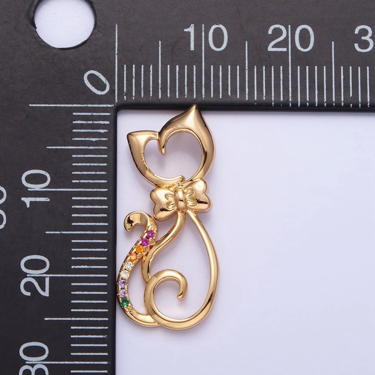 Dainty 16K Gold Filled Cat Pendant Micro Pave Silver Kitty Charm AA305 AA306